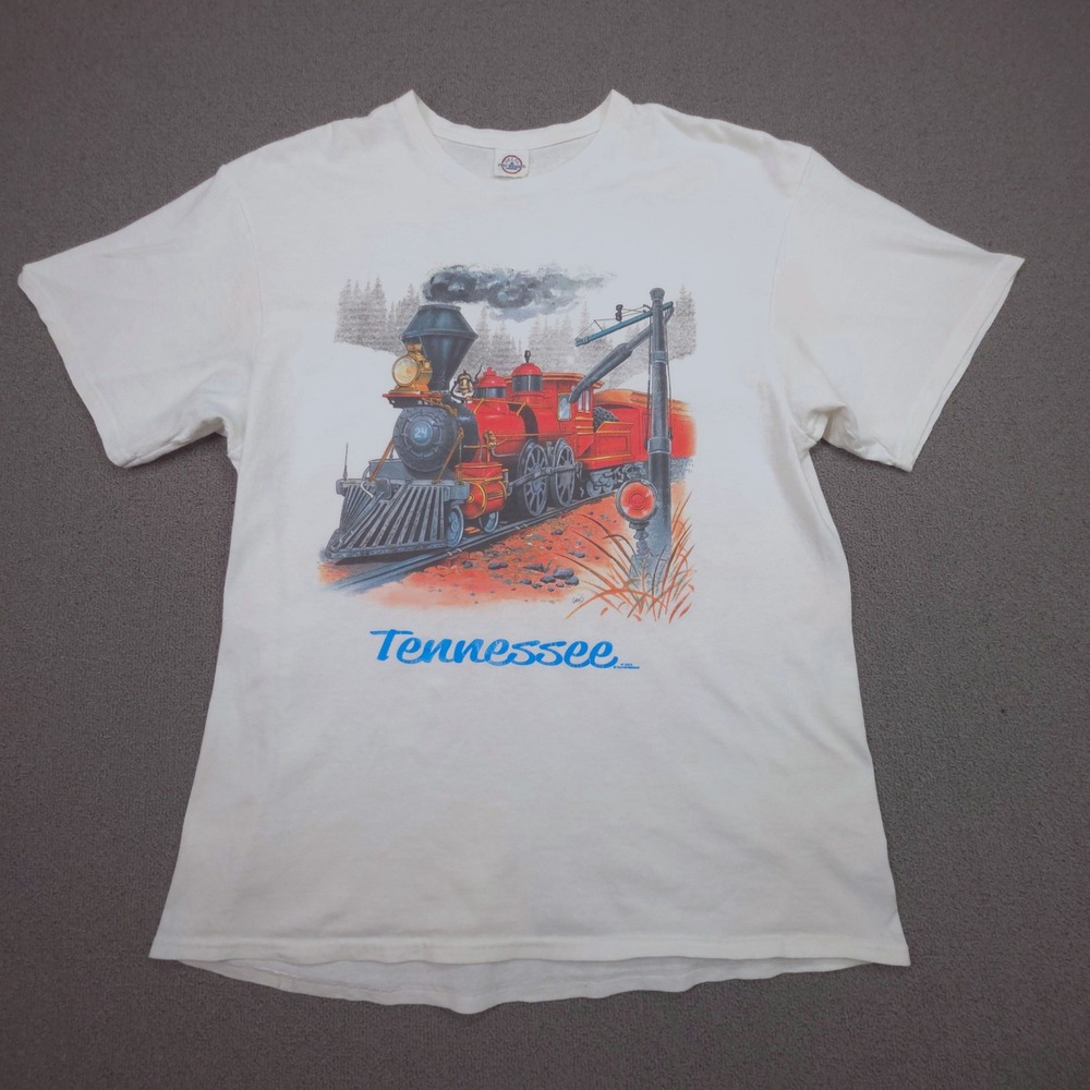 Vintage Delta Pro Weight Tennessee Steam Engine Train Graphic Tee White XL